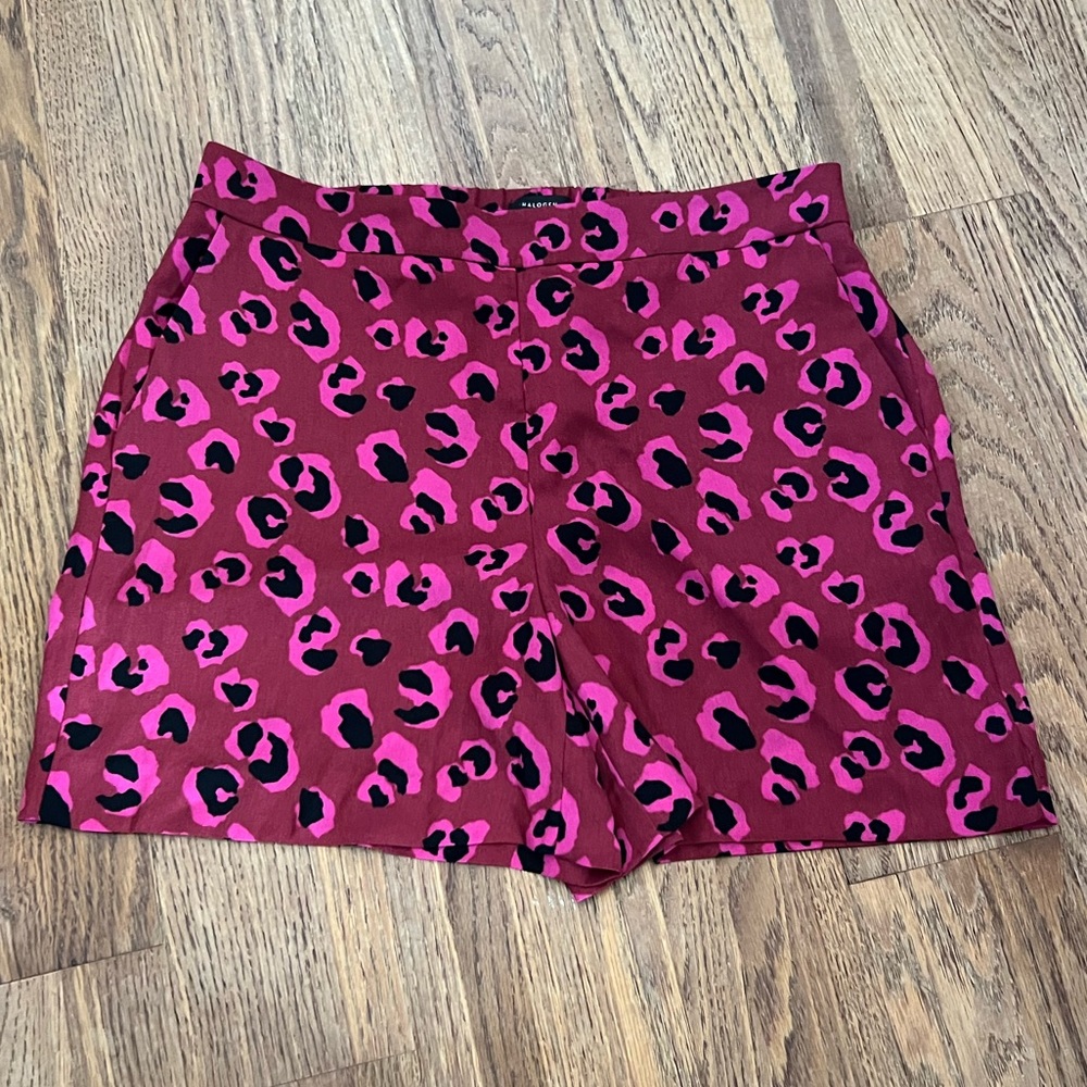 Halogen Burgundy Leopard Print Shorts, 8